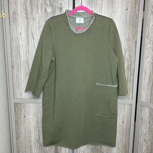 Chalet et ceci Fleece Dress Green Color Size M Large Pocket